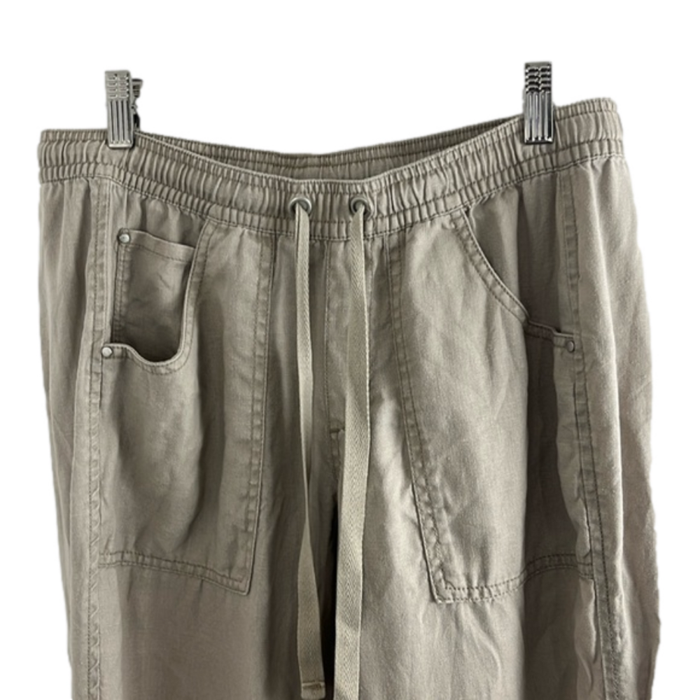 Calvin Klein Beige Linen Beachy Pants